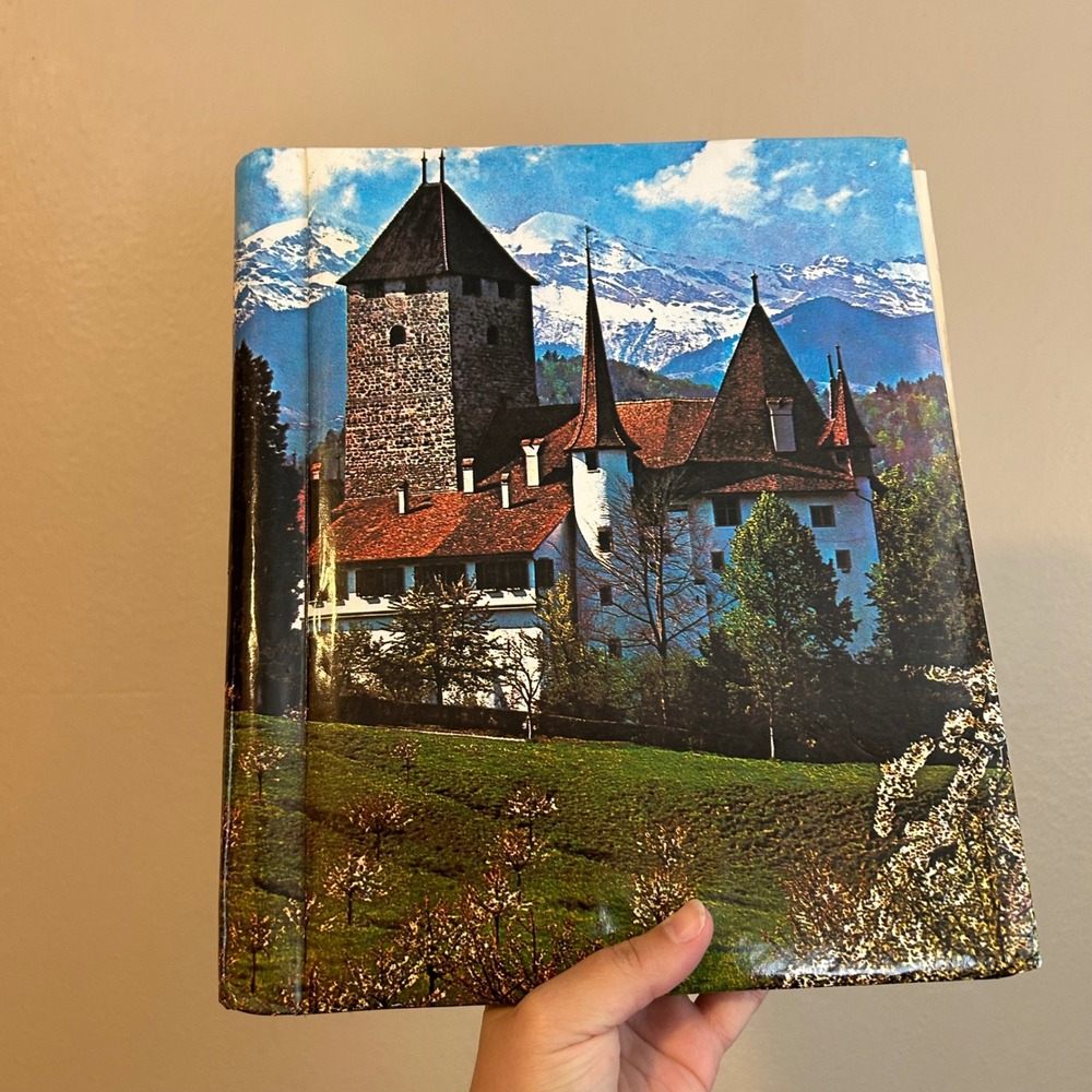 Vintage Castle Paper Photo Album 70s Switzerland Spiez Castle Keepsake Gifting